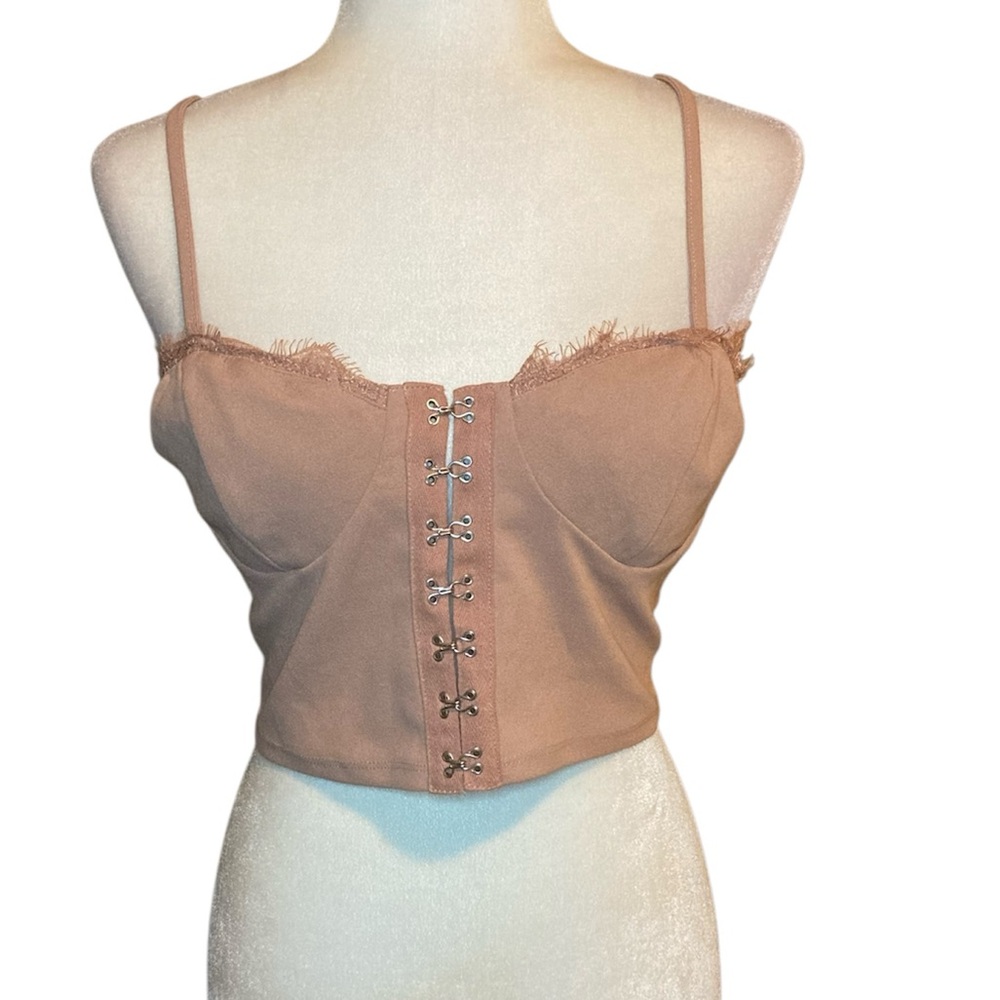 Pink Lace-Up Crop Top